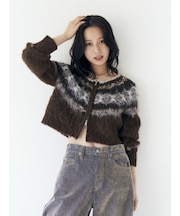 【WEB限定】求心柄ショートジップニット