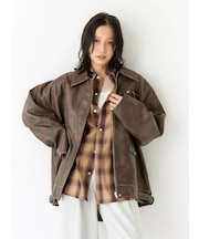 ルーズシルエットフェイクレザーブルゾン