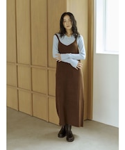 Vネックデザインニットキャミワンピース