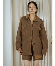 カラーネップニットカーディガン