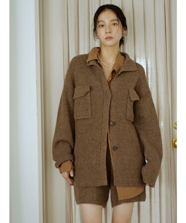 カラーネップニットカーディガン