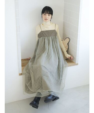 チュールレイヤードキャミワンピース