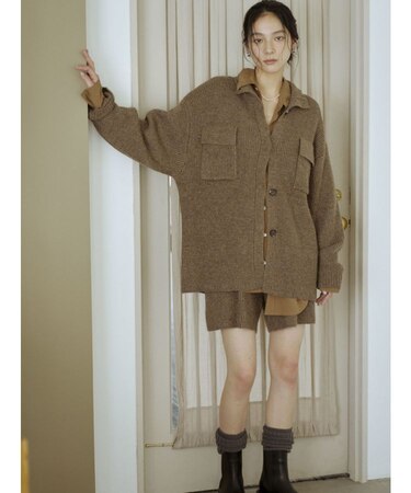 カラーネップニットハーフパンツ