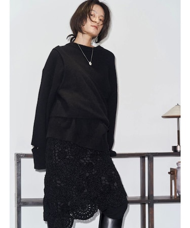 【Htage】モールヤーンアシメニットスカート