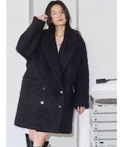 【Htage】モヘア混ロングシャギービッグジャケットコート
