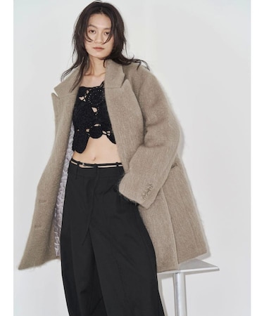 【Htage】モヘア混ロングシャギービッグジャケットコート