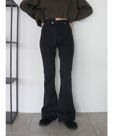 ハイウエストストレッチフィットフレアデニム