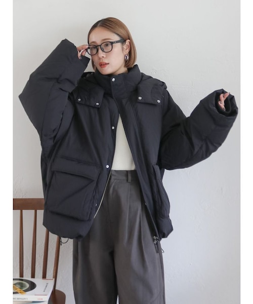 Ungrid アングリッド　フードデザイン　ダウンジャケット　ブラック　M フードデザインダウン｜アングリッドの通販｜&mall（アンドモール