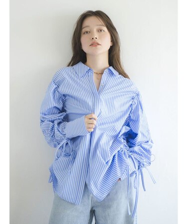 ギャザーデザインルーズシャツ