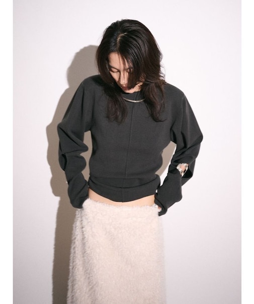 【Htage】パワーショルダーサークルデザインニット