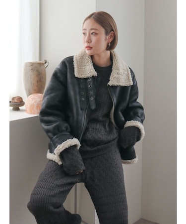 フェイクムートンボアブルゾン