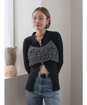 ラメコンビフリンジニットビスチェ