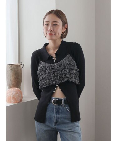 ラメコンビフリンジニットビスチェ