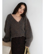 ダブルジップVネックニットカーディガン