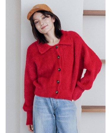 シャギーニットショートカーディガン