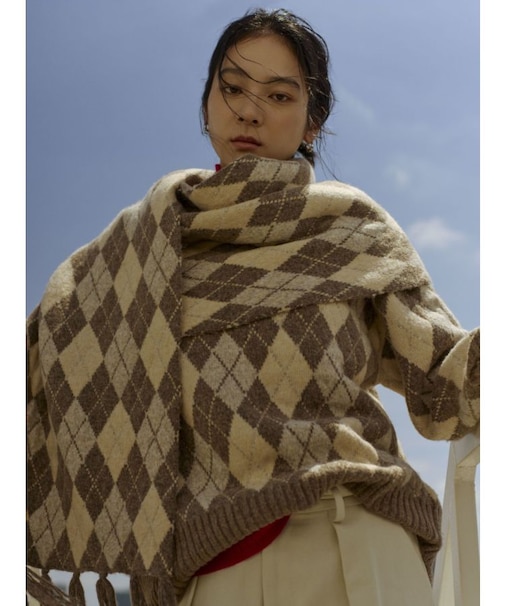 アーガイルニットマフラー