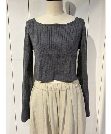 ボートネックショートニット