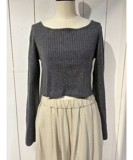 ボートネックショートニット