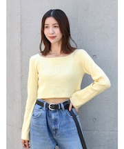 ボートネックショートニット