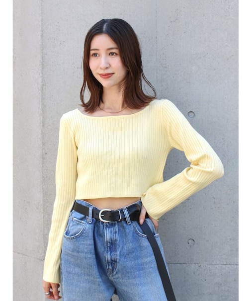 ボートネックショートニット