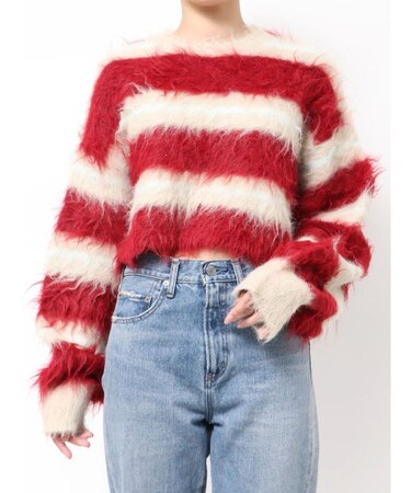 シャギーボーダールーズニット