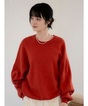 カシミヤ混スムース編みルーズニット