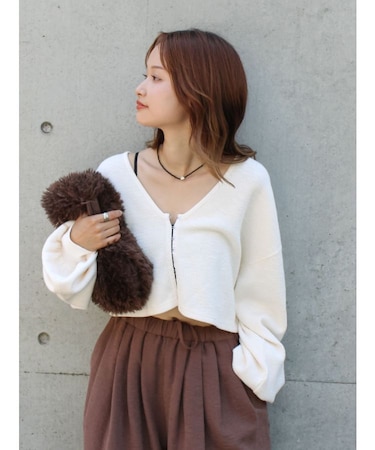 ハニカムショートカーディガン