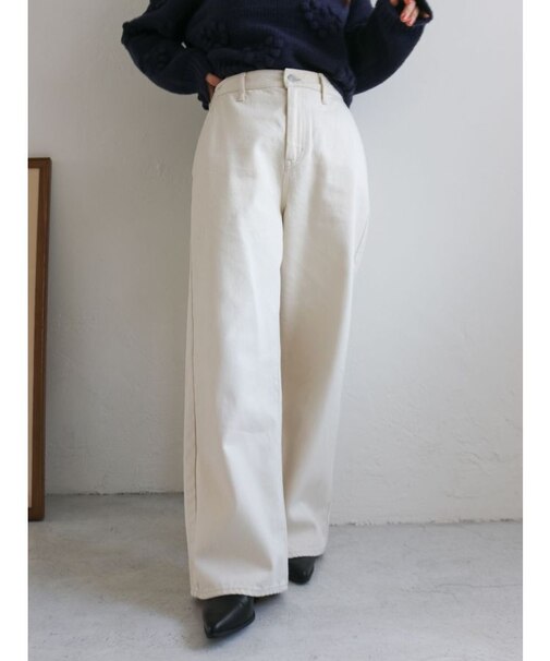 【WEB限定】ボタンデザインハイウエストストレートデニム