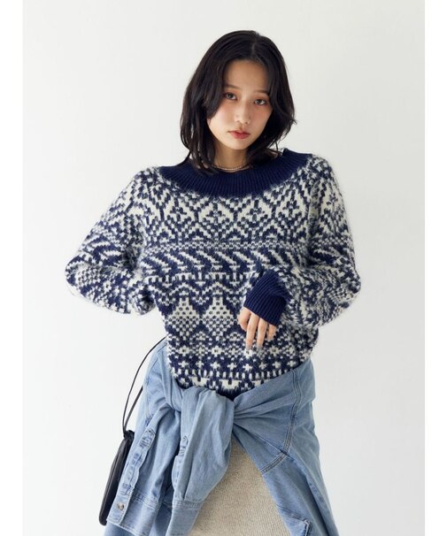 【WEB限定】オフショルジャカードニット