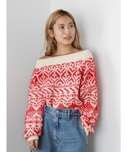 【WEB限定】オフショルジャカードニット