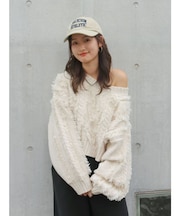 ワンショルフリンジケーブルショートニット