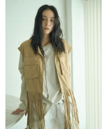 フェイクスウェードフリンジベスト
