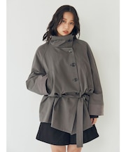 スタンドカラーミドル丈トレンチコート