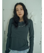 ハトメデザインレイヤードロングスリーブTee