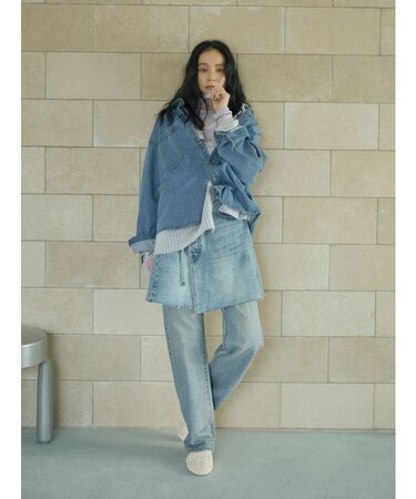 ハイウエストロールアップスリムデニム