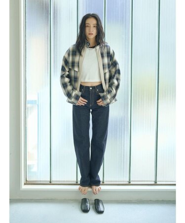 ハイウエストロールアップスリムデニム