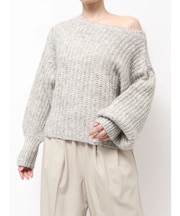 オフショルラメルーズニット