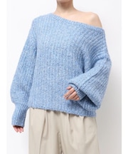 オフショルラメルーズニット