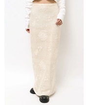 透かし編みスパンコールレイヤードスカート