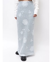 透かし編みスパンコールレイヤードスカート