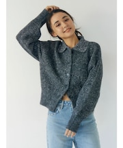 スパンコールポロニットカーディガン