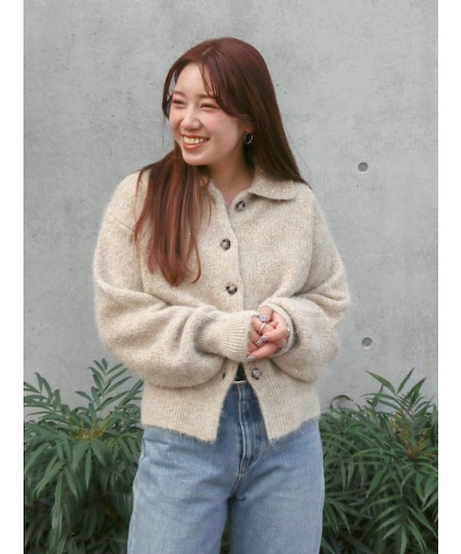 スパンコールポロニットカーディガン