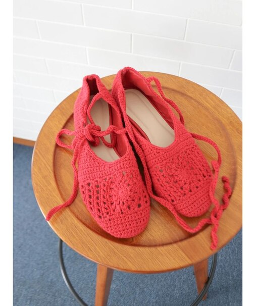 メッシュ編みフラットシューズ