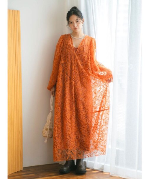 起毛レースワンピース