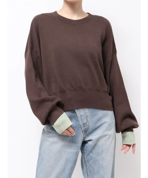 コットン混ショートルーズニット