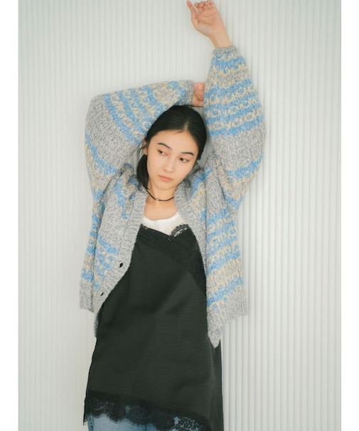 ローゲージラメニットカーディガン