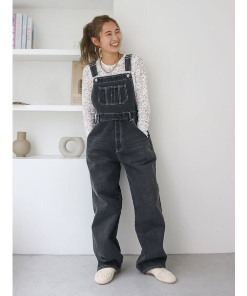 カーブシルエットデニムサロペット