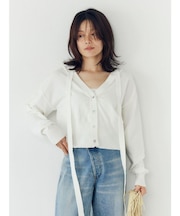 リボンデザインニットカーディガン