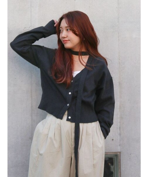 リボンデザインニットカーディガン