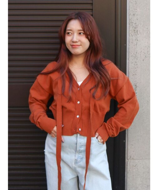 リボンデザインニットカーディガン